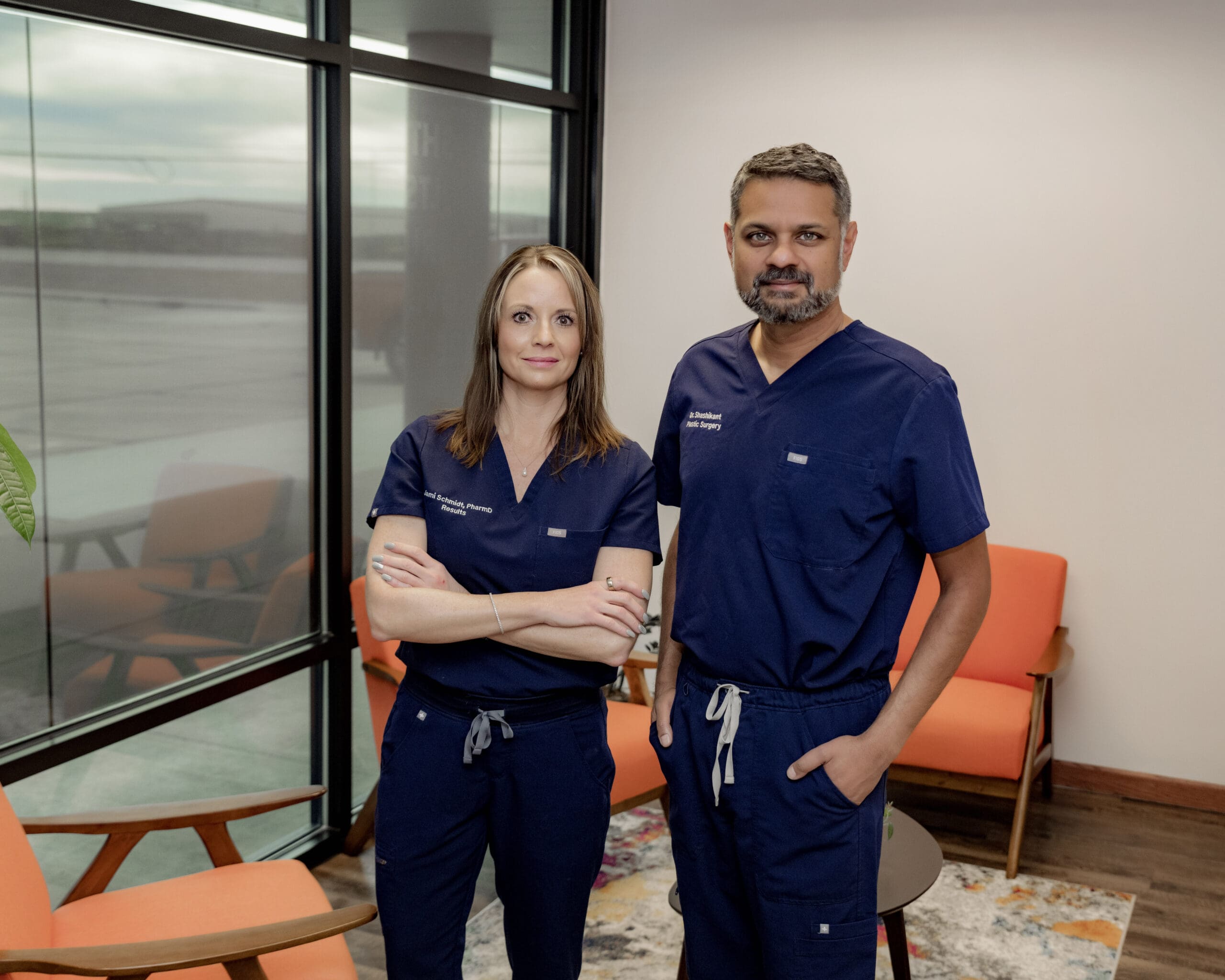 Jami Schmidt, PharmD, and Dr. Shashikant inside Results Norfolk in Norfolk, Nebraska.